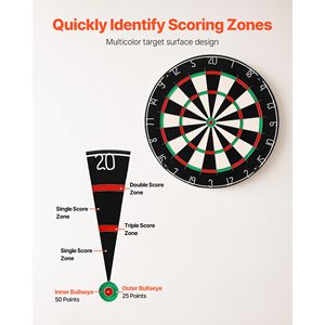High Grade Self Healing Sisal Fiber Dartboard 17.7\" Blade Wire Bullseye with Rotating Number Ring <b>Staple</b> Free Dart Board - Product Image 6