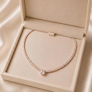 สร้อยคอเพชรสำหรับเทนนิสสีล้วน10K 14K 18K ได้รับการรับรองจาก VVS - Product Image 5
