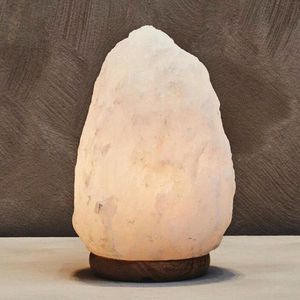 Lámpara de Sal del Himalaya Blanca con Base de Madera, Cristal Natural, Luz Nocturna Decorativa - Product Image 3