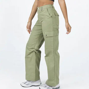 กางเกงคาร์โก้ผู้หญิงมีกระเป๋าข้าง ออกแบบเองได้ ราคาถูก สตรีทแวร์ กางเกงคาร์โก้ผู้หญิง MOQ ต่ำ - Product Image 4