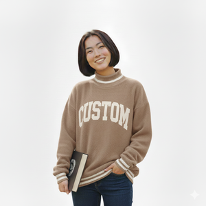 เสื้อสเวตเตอร์ไหมพรมคอเต่าทรงโอเวอร์ไซส์สำหรับผู้หญิง พิมพ์ลายตัวอักษรตามสั่ง สวมใส่สบายๆ ในฤดูใบไม้ร่วง - Product Image 6