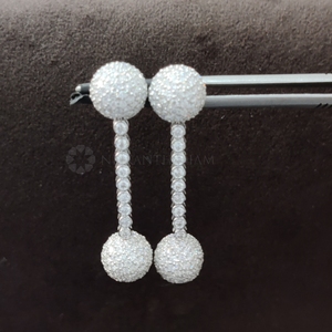 Boule exquise suspendue 6.50Ct boucles d'oreilles en diamant de laboratoire rond en 10K 14K 18K or massif boucles d'oreilles en diamant étincelant cadeau pour elle - Product Image 1