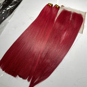 ชุดผมสีแดงสำหรับทำวิกผมพร้อมเชือกปิดผม คุณภาพผมเวียดนามแบบซุปเปอร์ดับเบิ้ลดรอน คุณภาพสูง ขายดี ผมแท้ - Product Image 4