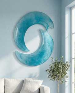 Decoración de Pared de Resina Hecha a Mano con Forma de Media Luna, Diseño Geométrico Abstracto Irregular Contemporáneo, Paquete de Varias Piezas por UO INDIA - Product Image 1