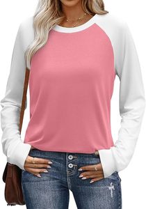 Camisetas de Manga Larga para Mujer, Color Block, Cuello Redondo, Estilo Casual, Básicas, Ropa de Otoño 2026, Moda, 100% Algodón, 180 GSM - Product Image 2