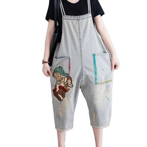 Pantalones cortos de mezclilla Vintage de ajuste relajado para mujer Bleach Wash transpirable ecológico Otoño Invierno Verano - Product Image 1