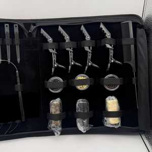 Hot Selling Black Matte Steel Professional Hair Extension Tool Kit Set with Hair Pliers Micro Beads Crocodile <b>Clips</b> & Scissors - Product Image 4