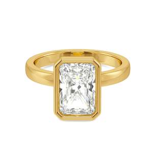 Gold Plated 925 Silver Luxury Engagement <b>Ring</b> <b>for</b> <b>Women</b> Claw Set Emerald Cut Moissanite <b>Statement</b> <b>Ring</b> - Product Image 4