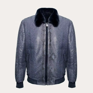 Chaqueta de Motociclista para Hombre de Cuero Genuino con Grabado Croco, Cuello Alto, Premium, Personalizada, OEM, Venta al Por Mayor - Product Image 1