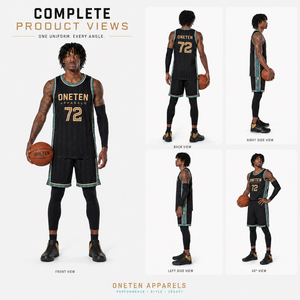 Ensemble de maillot de basket-ball pour homme, débardeur sans manches et short noir uni, respirant, anti-transpiration, polyester, taille élastique, athlétique - Product Image 3