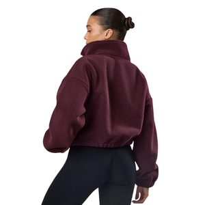 Womens Sherpa <b>Fleece</b> Knitted <b>Jacket</b> Full Zip Stand Collar Long Sleeve Soft <b>Warm</b> Breathable Eco-Friendly Logo Winter Casual - Product Image 2