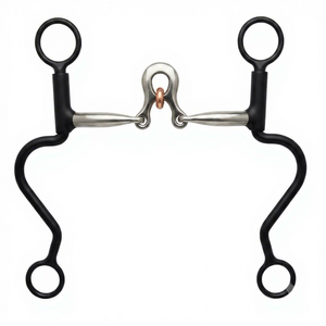 บิตม้าสแตนเลสสีดำแบบ Snaffle พร้อมปากม้าแบบมีข้อต่อทองแดงสำหรับฝึกและขี่ม้า - Product Image 1