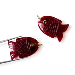 จี้รูปปลาทับทิม AAA เงินแท้ 925 สร้อยคอพลอยทำมือ แกะสลักด้วยมือ คริสตัลบำบัด เครื่องประดับแฟชั่นหรูหรา - Product Image 1