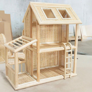Hermosa casa de ratán para muñecas, casa de juegos en miniatura, casa de muñecas hecha a mano, casitas de juguete divertidas - Product Image 6