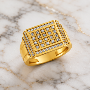 Anillo de compromiso y boda de lujo para hombre, chapado en oro de plata 925, con moissanita helada, diseño pavé, estilo vintage y moderno, regalo religioso. - Product Image 3