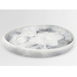 Assiette de service ronde en résine écologique incassable et réutilisable pour la maison, l'hôtel, la cuisine et les fêtes – Assiettes en résine noire à motif tourbillonnant - Product Image 4