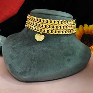 Conjunto de Gargantilla con aspecto dorado radiante antideslustre Estilo lujoso elegante con brillo duradero Ideal para bodas, festivales o formales - Product Image 1