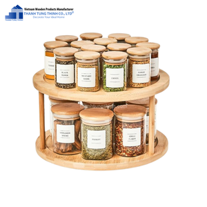 Wooden Spice <b>Rack</b> With 4/6/8/12 Glass Jars Natural Wood Easy To Clean Use For <b>Kitchen</b> Organization Made in Vietnam - Product Image 6