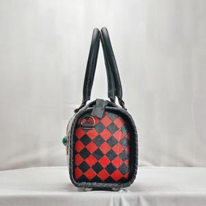 Bolsa de Viaje de Cuero Genuino de Lujo, Diseño a Cuadros Rojo y Negro, Asa Superior, Cierre de Cremallera, Ligera, Gran Capacidad, para Exteriores - Product Image 4