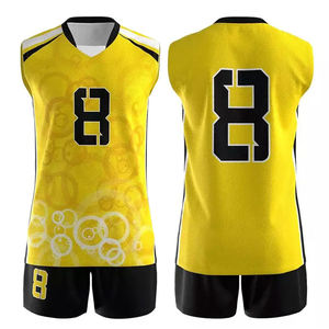 Yellow Sublimated Breathable Moisture-Wicking <b>Volleyball</b> Jersey <b>Set</b> Number 8 V-Neck Sleeveless Mesh Uniform for Adults Unisex - Product Image 1