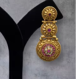 Look Royal Boucles d'oreilles aspect or antique avec ton or Jhumkas Boucles d'oreilles Polki traditionnelles avec perle pour les femmes Mariage festif - Product Image 2