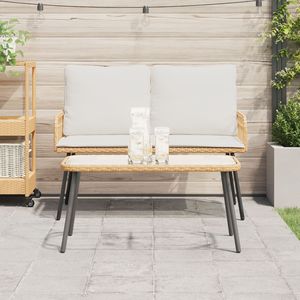 Tavolino in Poly Rattan naturale 90x45x42 cm - Product Image 4