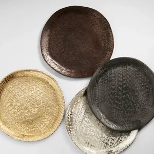 Handmade <b>Gold</b> Plated Modern Round Multi-Functional Decorative <b>Tray</b> for Home & Wedding Use Minimalist Metal Handicraft - Product Image 3