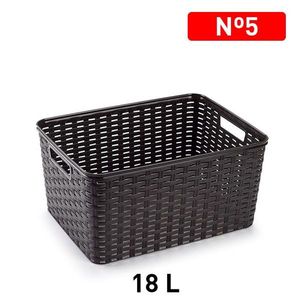 Cesto portaoggetti in plastica marrone 18L 38x28cm CESTA RATTAN N5 - Product Image 3
