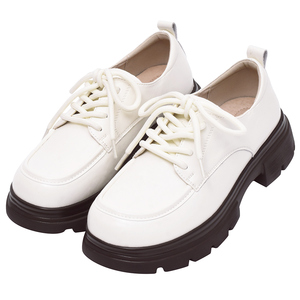 Zapatos Oxford Blancos de PU para Mujer Ann'S, con Punta Redonda, Cordones, Plataforma y Suela Gruesa, Estilo Derby Casual para Todas las Temporadas - Product Image 1