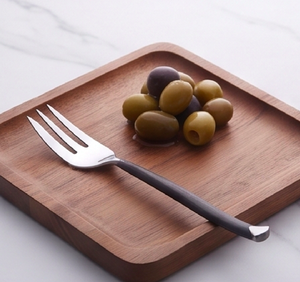 Ensemble de couverts élégants en acier inoxydable avec fourchettes à tête courbée et manches noirs polis miroir pour la maison, les restaurants et la restauration - Product Image 3