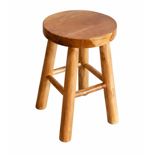 Repose-pieds rond artisanal Javana en teck massif, style rustique moderne, idéal pour cafés, restaurants, hôtels et salons - Product Image 2