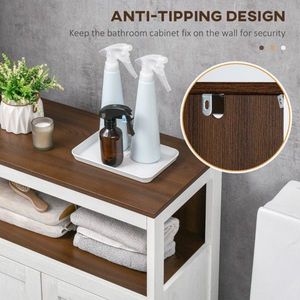 Mobile da Bagno Bianco e Noce con Armadietto Portaoggetti in MDF e PVC per Casa, Camera da Letto, Soggiorno e Hotel - Product Image 3