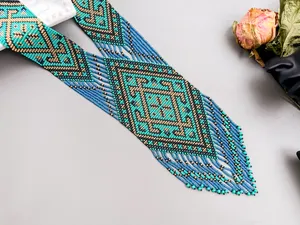 MEILLEURE VENTE Collier ethnique perlé, idée cadeau pour elle, pour les amateurs de bijoux tribaux, collier long traditionnel en turquoise et or - Product Image 3