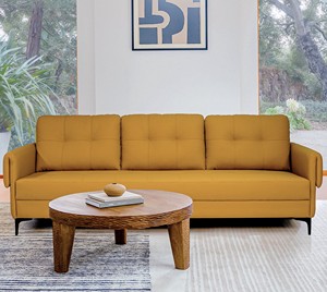 Sofá Esquinero Moderno en Forma de L MICRA, Tapizado en Cuero PU y Tela, Estructura de Madera Maciza de Sal, Patas de Metal, Relleno de Espuma PU de Alta Densidad, Cojines Recron - Product Image 2