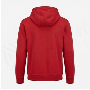 Men's Red Hooded Zip-<b>Up</b> Sweatshirt Regular Fit Solid Color Casual Fleece Hoodie Long Sleeve Autumn Wear - Product Image 2