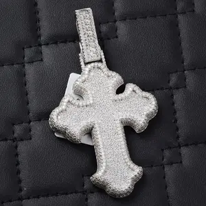 Pendentif Croix en Moissanite VVS Couleur D de Haute Qualité, Argent 925, Bijoux Hip Hop Glacés, Collier Breloque Religieuse Certifié GRA, Unisexe - Product Image 1