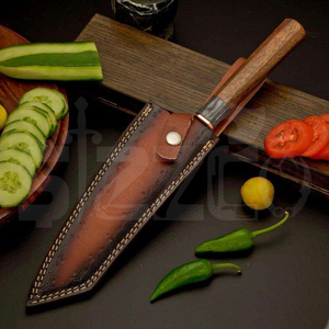 Cuchillo de Chef Artesanal OEM Personalizado de Acero de Damasco y Cobre con Hoja Afilada, para Cortar Carne y BBQ, Mango de Madera, Regalo Ideal - Product Image 3