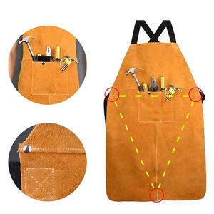 Tabliers en cuir véritable noir sur mesure 2026 pour hommes – Tablier de cuisine professionnel 100 % cuir – Vente en gros - Product Image 5