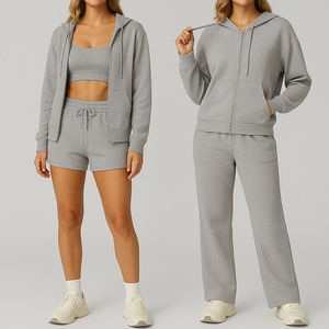 Traje Casual de Moda para Mujer 2026, Pantalones Cortos con Diseño de Paneles y Detalle de Botones, 100% Algodón, Tejido Grueso y Transpirable, Ropa Deportiva - Product Image 1