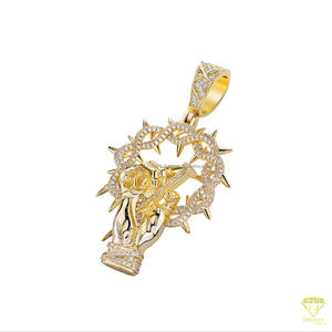 Custom Religious Pendant Necklace With VVS Moissanite Diamond and Gold Finish - Product Image 4