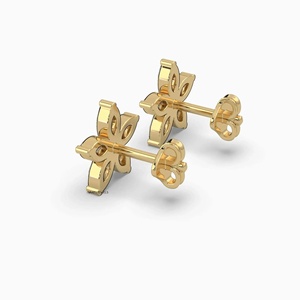 ต่างหูเพชรทรงมาร์คีส์แบบดอกไม้  ทอง 10K 14K 18K เงินแท้ 925 935 - Product Image 4