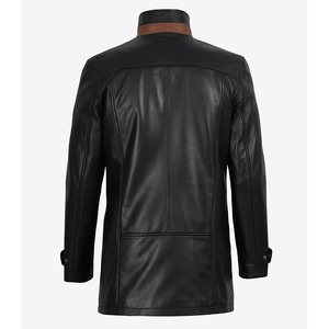 2026 OEM Premium Original Black Long <b>Coat</b> Leather Jackets For Men's High Quality Low MOQ Plus Size Winter Fashion <b>Heated</b> Jackets - Product Image 2