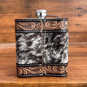 Nouvelle meilleure vente de luxe personnalisé en cuir usiné à la main Premium Heavy Duty Hip Flask Holder Case Personnalisé Vachette Hip Flask - Product Image 5