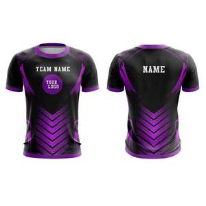 Maillot de football personnalisé noir et violet, uniforme d'équipe, chemise de sport à manches courtes avec logo - Product Image 4