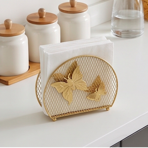 Servilletero de Metal de mariposa de lujo, soporte de tejido dorado para mesa de comedor, cocina y decoración del hogar, accesorio organizador elegante - Product Image 5