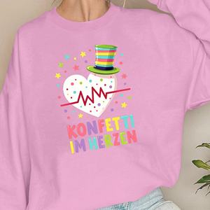 Sweat-shirts décontractés pour femmes en tricot blanc à imprimé cœur avec confettis colorés - Product Image 3