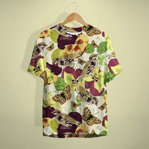 <b>Men's</b> Short Sleeve O-Neck <b>T</b>-<b>Shirt</b> 100% Cotton Jersey Tropical Bird Butterfly <b>Floral</b> Print - Product Image 6