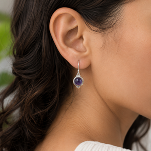 <b>Top</b> Quality Amethyst Dangle Earrings 925 Sterling Silver <b>Rose</b> Gold Yellow Gold Plated Handmade Boho Gemstone Jewelry For Women - Product Image 2