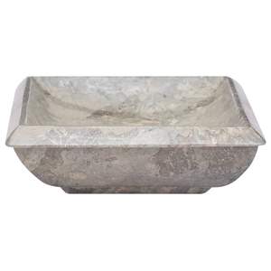 Lavabo en marbre gris 19.7 "x 13.8" x 3.9 "Ensemble de salle de bain élégant - Product Image 4
