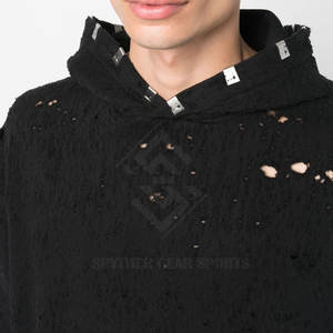 Sudadera con Capucha para Hombre, Estilo Informal, de Forro Polar, con Diseño Desgastado, para Invierno, Color Sólido Personalizado, Transpirable y Ecológica - Product Image 5